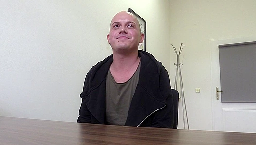 Cute Bald Boy Spanks Off Takes Cum Shot Across Face – Steamy Audition Scene 18+