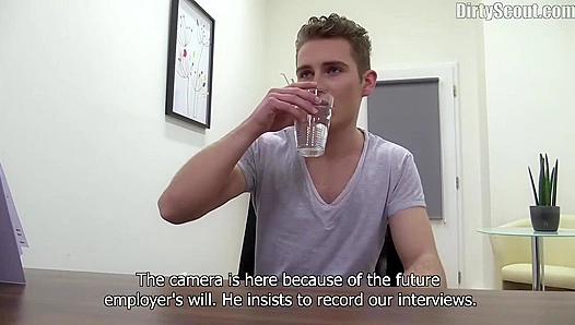 Twink Jizzes into Glass in Steamy Audition Scene – DirtyScout