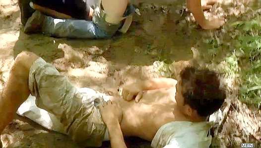 Ricky Sinz Luke Milan Go Wild in Steamy Creek Threesome – Naughty MFM Action