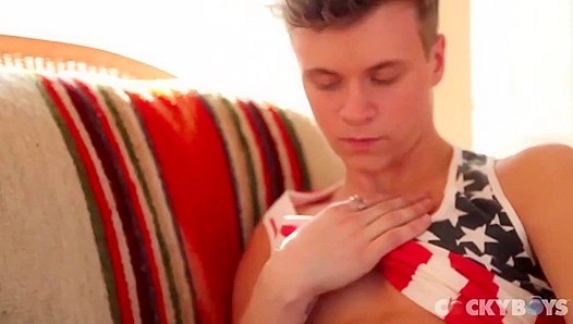 Max Ryder Jerks Off His Massive Hard-on on the Couch – CockyBoys