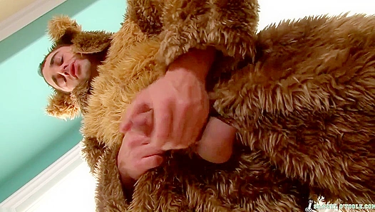 Samuel OTooyle Rips Open His Bear Suit Jerks Off Huge Hard-on – 18+