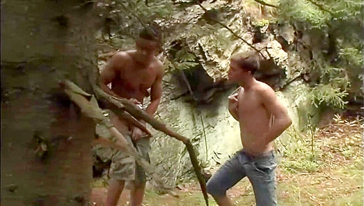 Wild anal frenzy as Andre Lopes Thomas Dyk go hardcore in the woods – 18+