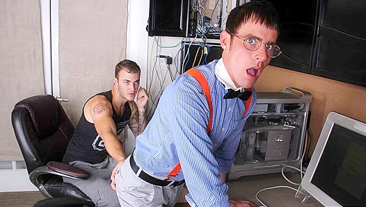 Geeky Office Twinks Heat Up With Steamy Couch Sex Session – 18+