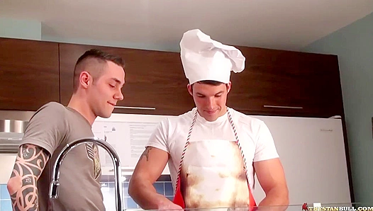 Sizzling Steamy Encounter: Trystan Bull Johan LaPointe Collide in Hot Kitchen Action – 18+