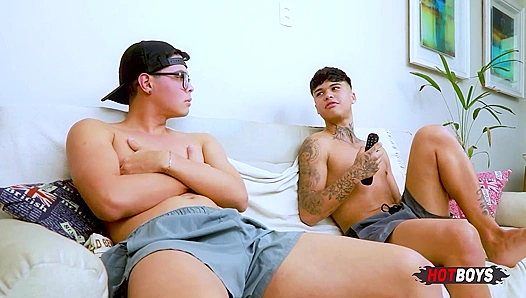 Nerdy Hunk Takes Control — Raw Fuck With His Best Mate