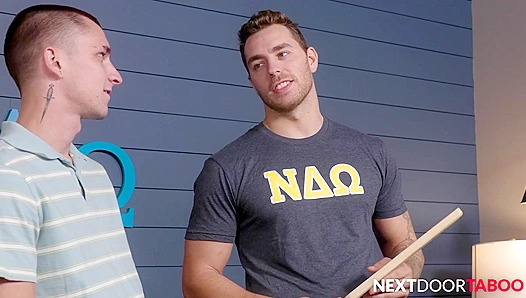 Carter Woods Dominates Stepbro Theo Brady — Hard Fuck, No Condom, Explosive Finish –