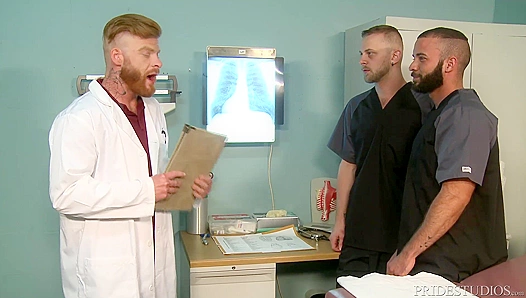 Rough Nurse Dominates Twinks in Steamy Orgy – Clinic Hardcore Gay Sex
