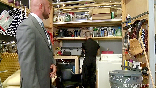Older Guys Sneak Steamy Encounter in the Janitors Closet – Hot for Men 30+