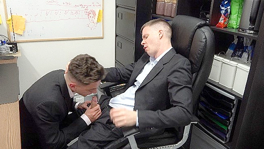 Slick Suit Action: Hot Office Boy Takes It Deep Gets Spunked Up – 18+