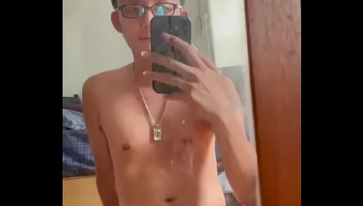 Slim Asian Teen Jerks Off Watching Himself in Steamy Solo Session – 18+