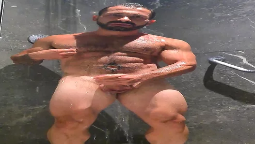 Big-Bodied Bear Soaps Up His Thick Backside While Washing In Shower – Hot Solo Action