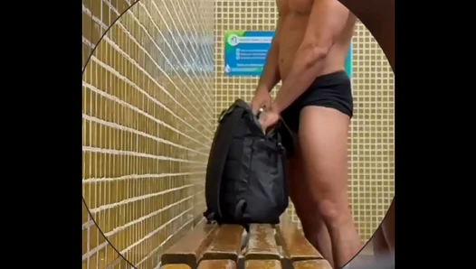 Security Caught Red-Handed Giving Hot BJ to Hunk in Clubs Locker Room – Steamy Encounter