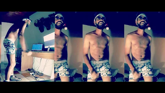 Bearded Brazilian Hunk Juggles Massive Cock to Lizzos Freedom – Hot Solo Workout