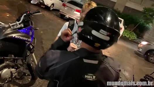 Hungry for More? Motorbike Rider Devours Young Studs Hard Cock – 18+ Blowbang Heat