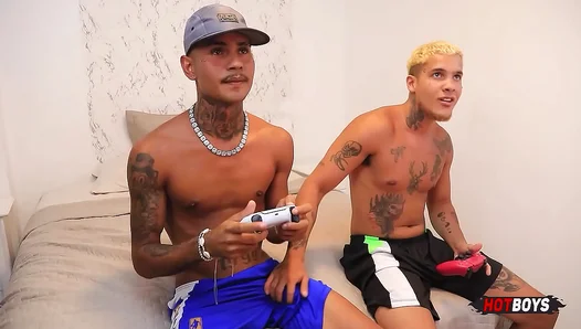 Game Over Turns to Blowjob Bliss with Inked Buddy – Hot Gay Action