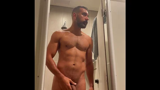 Sweat-Drenched Latino Flexes Jerks Off Hard in Steamy Gym Shower – 18+