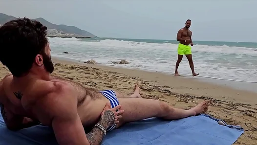 Muscle-Bound Latinos Arabs Go Wild on the Beach – Bareback Fun Deepthroat Madness