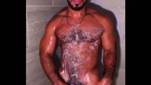Muscular Latino Flexes Massive Uncut Cock in Hot Steamy Shower Masturbation – TinyGays 18+