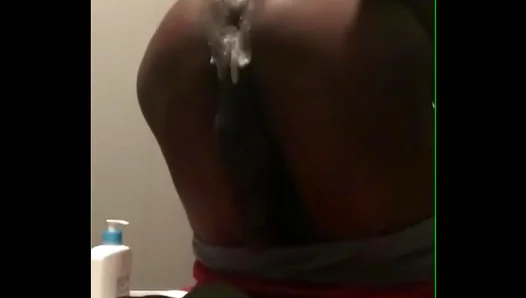 Deep anal rush with massive black strapon — intense penetration action