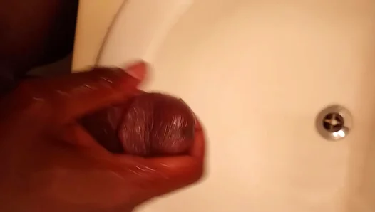 Big Ebony Stud JERKS Off His THICK Rod Til CUM BLASTS Out – SOLO