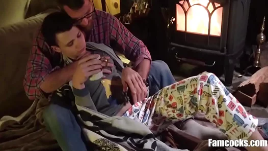Steamy Fireplace Encounter: Stepdad Takes Young Studs Tight Ass – OldYoung 18+