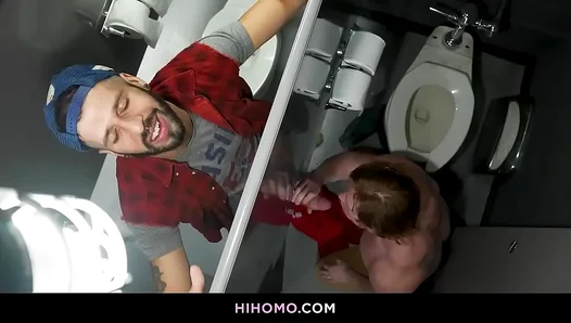 Romeo Kyle Get Wild in a Steamy Public Bathroom Glory Hole Hookup – Gay Porn 18+