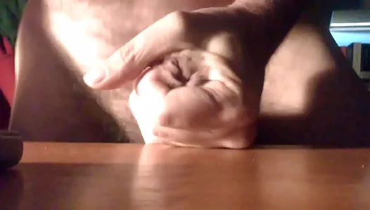 Intense Hand Job Ends With Sticky Load On Table — AmateurGayPorn