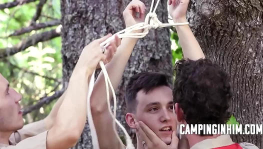 Outdoor Domination: Camp Bullies Initiate Rough Gay Anal Threesome – 18+