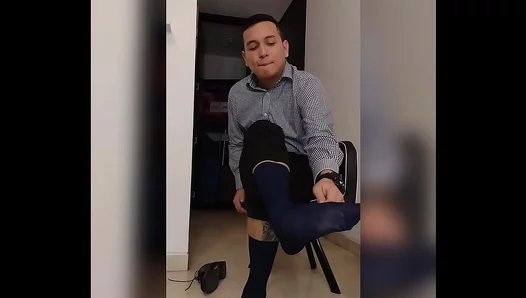 Colombian Beauty Flaunts Sheer Stockings for Fiery Foot Fetish Session – 18+