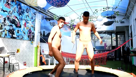 Naked Lion Sayre Bounces Wildly on Tramp – Steamy Gay Outdoor Play! – AmatuerHotFetish 18+