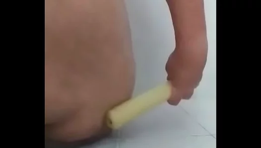 Alone Horny: SoloGuy 18+ Warms Up with a Thick Toy Before Bathtime ––