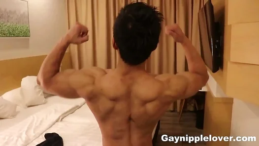 Muscle Craving Passion: Asian Stud Devours Hard Nipples Worships Godly Physique – 18+