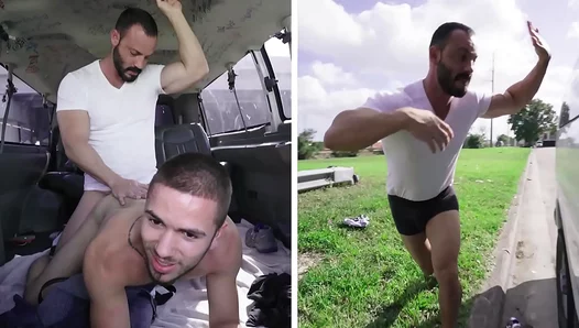 Muscle Stud Explores Desire: Steamy Gay Encounter with Joey Doves in Bait Bus Van – 18+