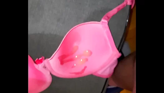Solo Show in Silk: Hot Guy Jerks Off Wearing Sexy Cum-Stained Bra – 18+