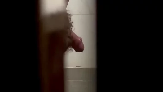 Caught Looking: Spying on a Horny Hairy Daddys Thick Cock in the Steamy Shower –