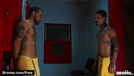 Bearded Stud Devours Hard Cock in Hot Locker Room Shower Session – GayPornHub 18+