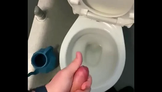 Massive Hard-On Fuels Wild Masturbation Explosive Load in Restroom Stall