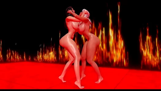 Fiery Naked Duel: Blonde vs Brunette in Steamy Skin-on-Skin Battle – 18+