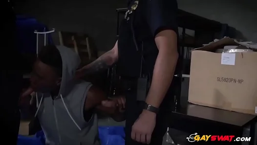 Horny Gay Cops Ride Huge Black Beefcake in Wild Interracial Doggy Play