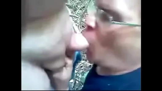 Deep in the Woods, He Takes It All: Older Guys Throat Gets Pounded – 18+