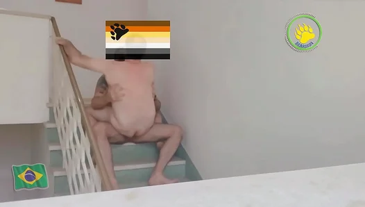 Steamy Stairway Hookup – Passionate Gay Tryst at Home – HotGaySexAtHome