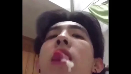 Young Thai Stud 18+ Craves Cumshots Drinks His Load in Steamy Solo Play