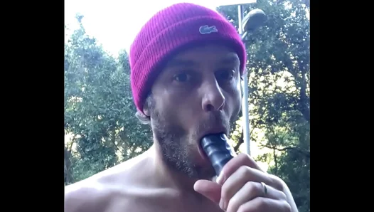 Public Toy Tease: Fag Gets Off on Exhibitionist dildo play — Caught Bareback