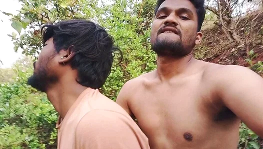 Steamy Encounter: Two Rugged Bike Mechanics Seduce a Youthful Stranger in the Woods –