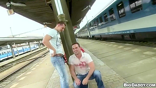 Hot anal encounter at the train station — Andy Mallev go wild publicly – 18+