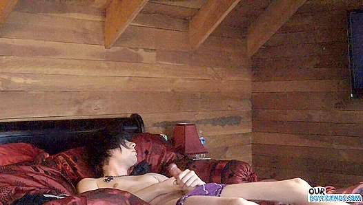 Emo Beauty Jerks Off on Bed, Showing Off His Thick Rod – OurBoyFriends