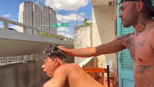 Fucked Hard on the Balcony While Strangers Walk By – Steamy Gay Encounter 18+