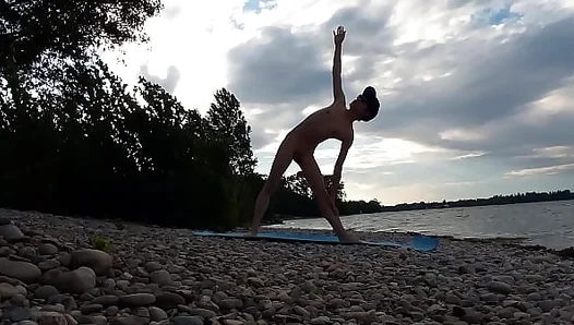 Slim Nude Boy Practices Yoga on Naturist Beach — Gay Bareback Yoga Vibes by Jon Arteen