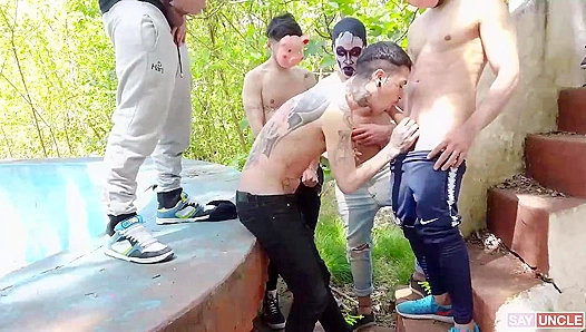 Masked Men Go Wild: Steamy Outdoor Gay Orgy Under Moonlight – XXX Action