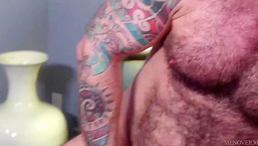 Buff Bear from Montreal Dominates Damien Crosse — Steamy Mature Gay Scenes